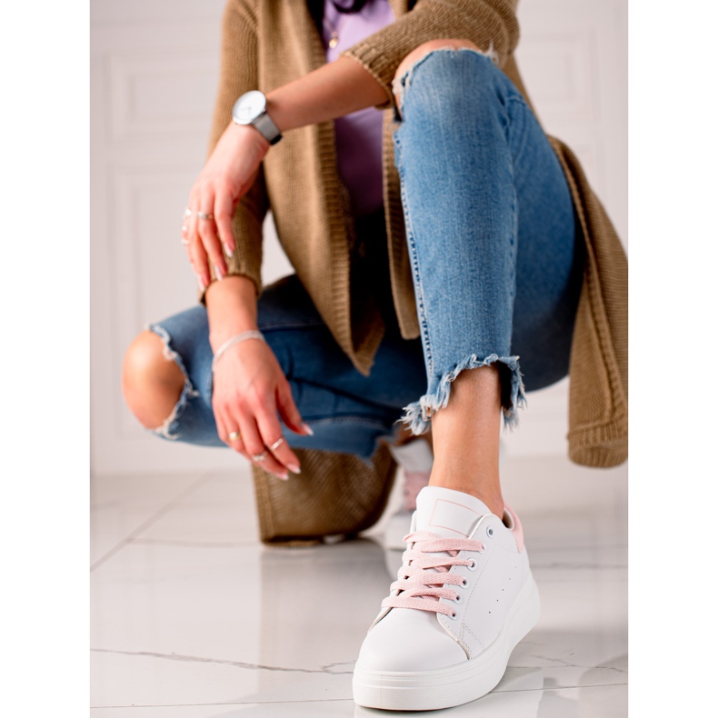 Ideal Shoes Adidași clasici albi 1