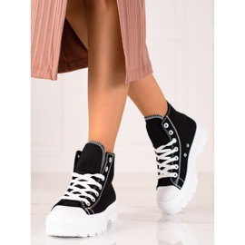 TRENDI Adidași înalți pe platformă negru 4