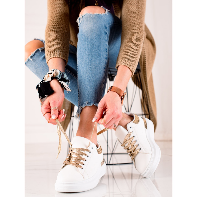 BUONAROTTI Adidași Cu Inserții Aurii alb de aur 1