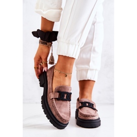 PL5 Mocasini De piele intoarsa Cu Decorat La.Fi Cappucino Laurene maro 2