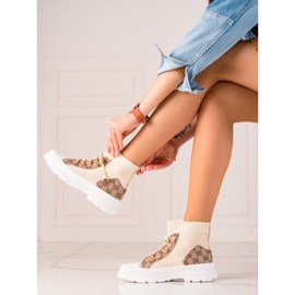 TRENDI Pantofi sport înalți bej maro 1