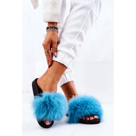 FM1 Papuci de blana naturala Blue Naturis albastru 2