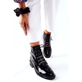 D&A Cizme calde clasice pentru femei lăcuite cu reflexie neagră negru 2 D&A Cizme calde clasice pentru femei lăcuite cu reflexie neagră negru 2