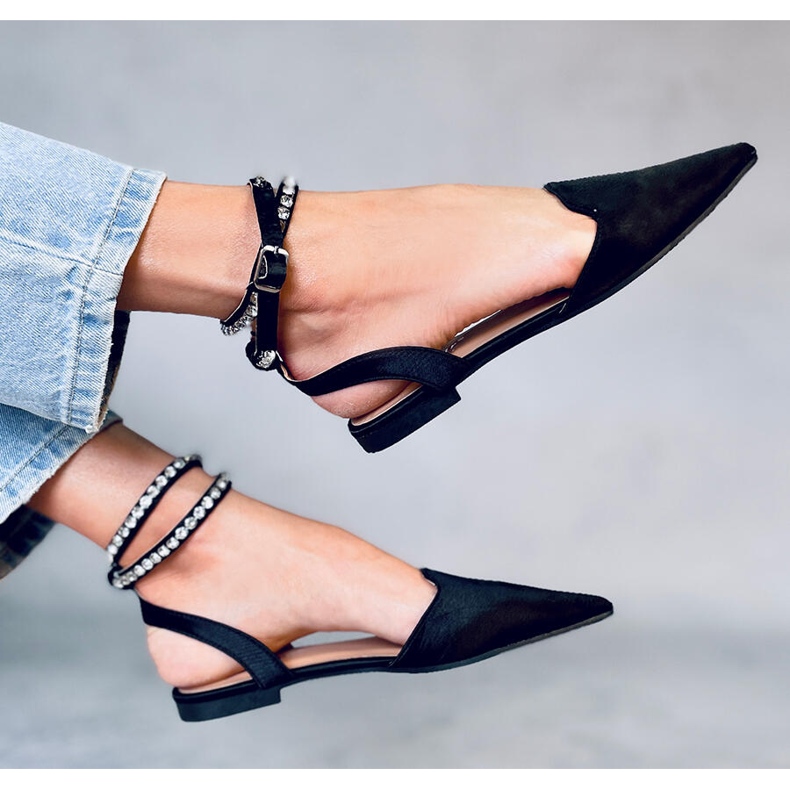Balerini eleganti cu pietre Dust Black negru 1 Balerini eleganti cu pietre Dust Black negru 1