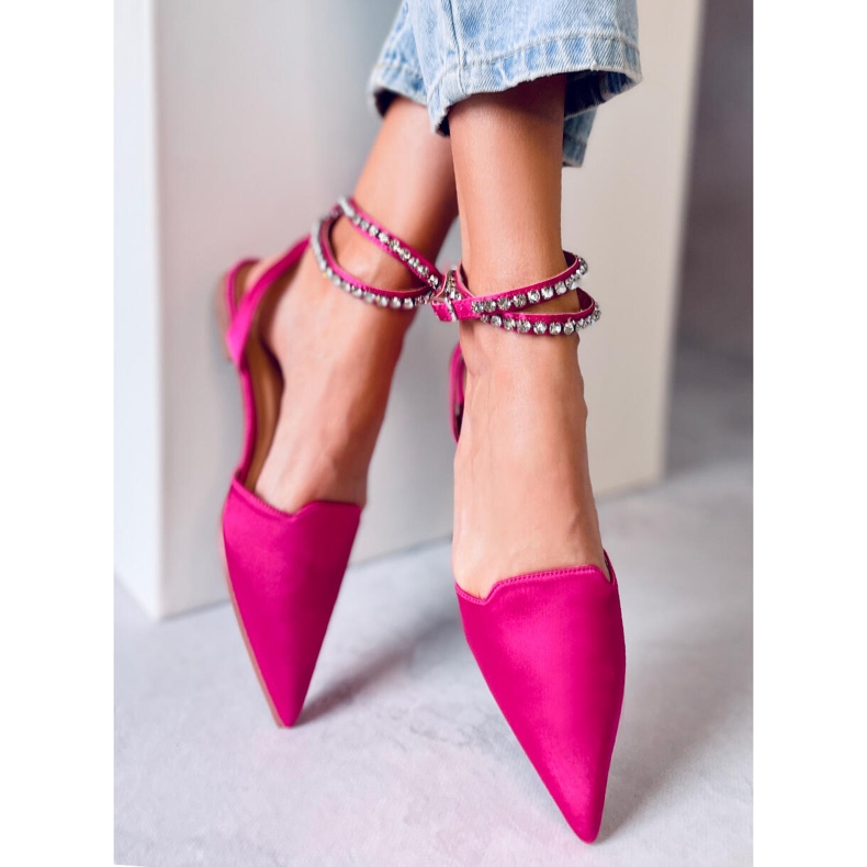 Balerini eleganti cu pietre Dust Fuchsia roz 1