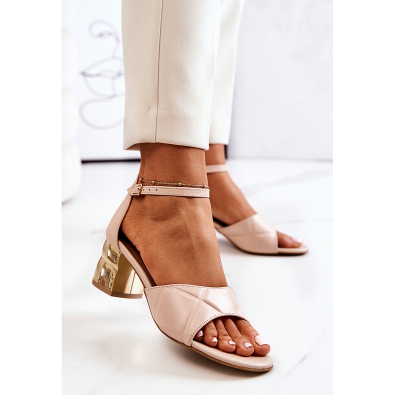 Lewski Shoes Sandale De Piele On A Bar Lewski 3027 Bej de aur 2