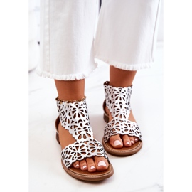 Lewski Shoes Sandale din piele ajurata Lewski 2699/2 Argintiu 1