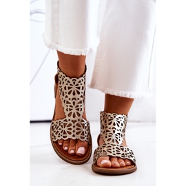 Lewski Shoes Sandale Piele Ajurata Lewski 2699/2 Golden de aur 1