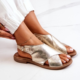 Lewski Shoes Sandale Piele Lewski 3019 Golden de aur 1