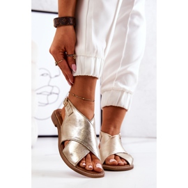 Lewski Shoes Sandale Piele Lewski 3019 Golden de aur 2