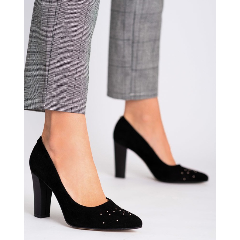 Marco Shoes Pompe negre 1007P cu jeturi negru 1