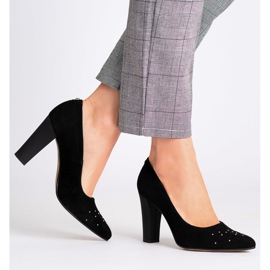 Marco Shoes Pompe negre 1007P cu jeturi negru 2