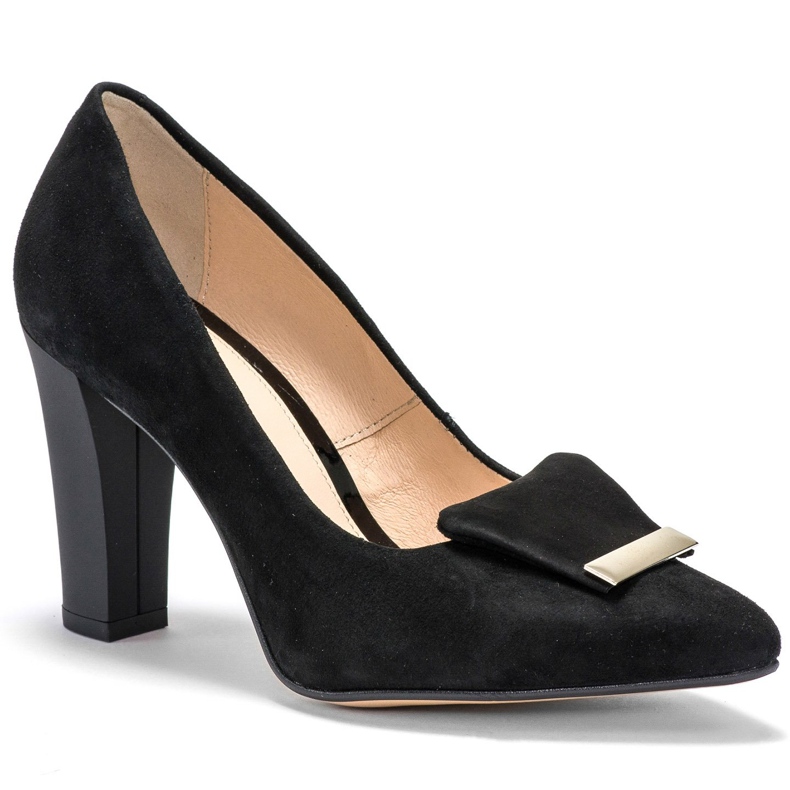 Marco Shoes 1008P pompe din velur negru cu înfrumusețare 2