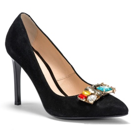 Marco Shoes 1057P știfturi negre cu pietre mari negru 2