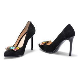 Marco Shoes 1057P știfturi negre cu pietre mari negru 1