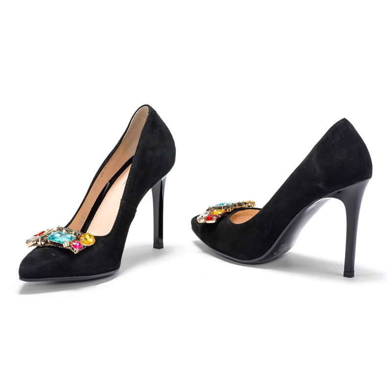 Marco Shoes 1057P știfturi negre cu pietre mari negru 1