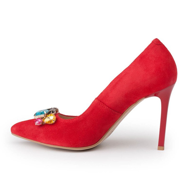 Marco Shoes Știfturi roșii 1057P cu pietre mari roșu 2