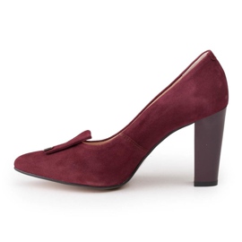 Pompele velour maro Marco Shoes 1008P cu un înfrumusețare roșu 2