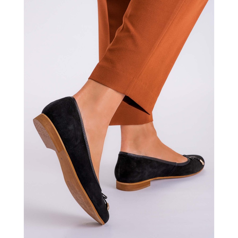 Marco Shoes Balerini din piele de căprioară 1152P în negru 2