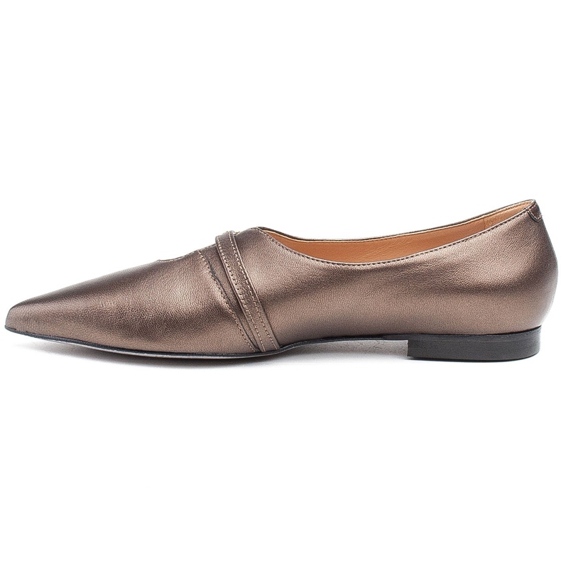 Marco Shoes Balerine metalice Slim 1332P cu curea maro 2