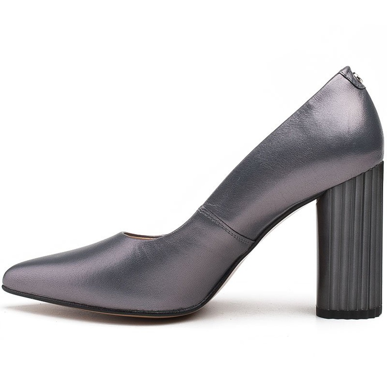 Marco Shoes Pompi gri cu toc nervurat 2