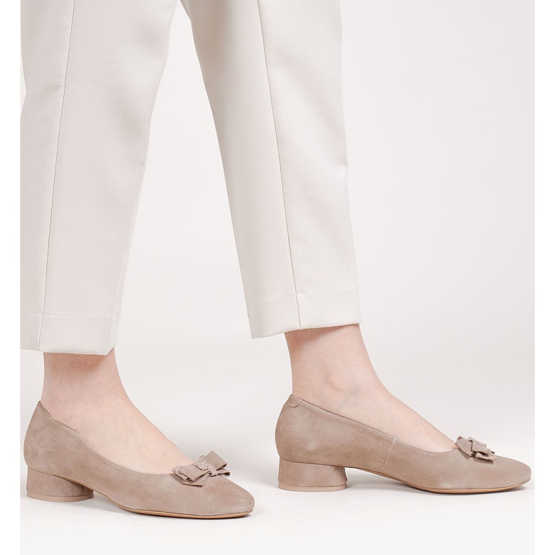 Marco Shoes Elegante balerini bej 1811P cu fundă 1