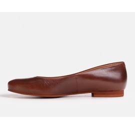 Marco Shoes Balerini din piele cu granulație maro 1