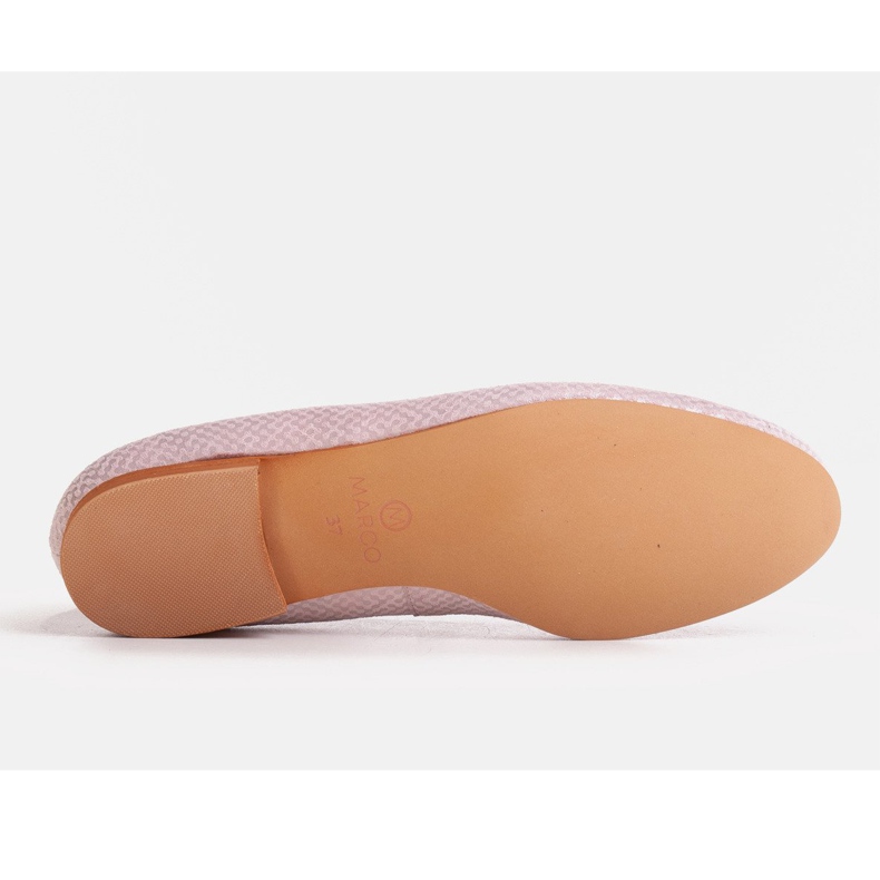 Marco Shoes Balerini din piele de căprioară argintată natural roz 2