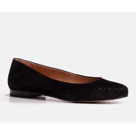 Marco Shoes Ballerine din piele de căprioară placate cu argint negru 1