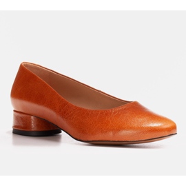 Marco Shoes Balerini din piele cu granulație maro 1