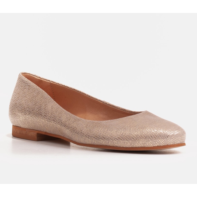 Marco Shoes Balerini din piele de antilopă moale de aur 1