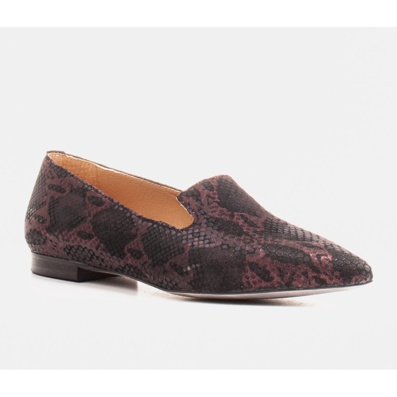 Marco Shoes Balerini Lordsy din piele de antilopă în model de piele de șarpe negru 1