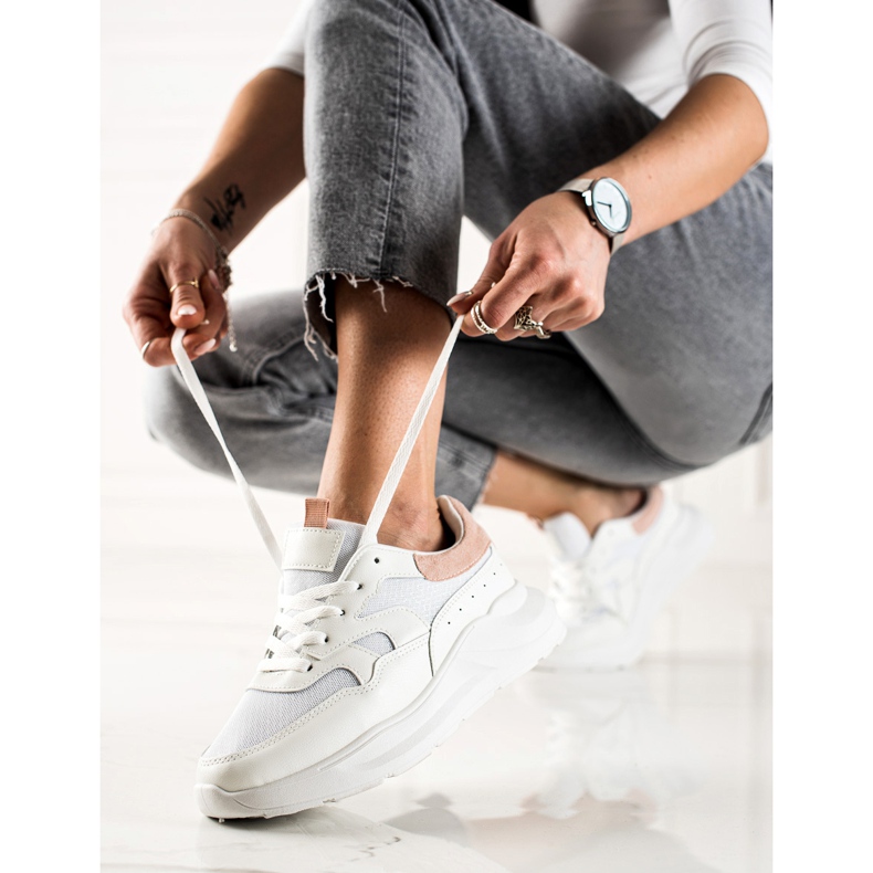 TRENDI Adidași eleganți cu sclipici alb 2