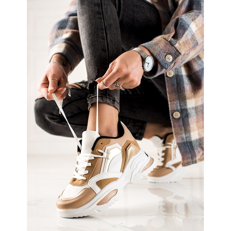 TRENDI Adidași de modă alb maro 1