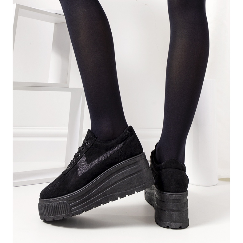 Adidași negri pe talpă botanică înaltă negru 1