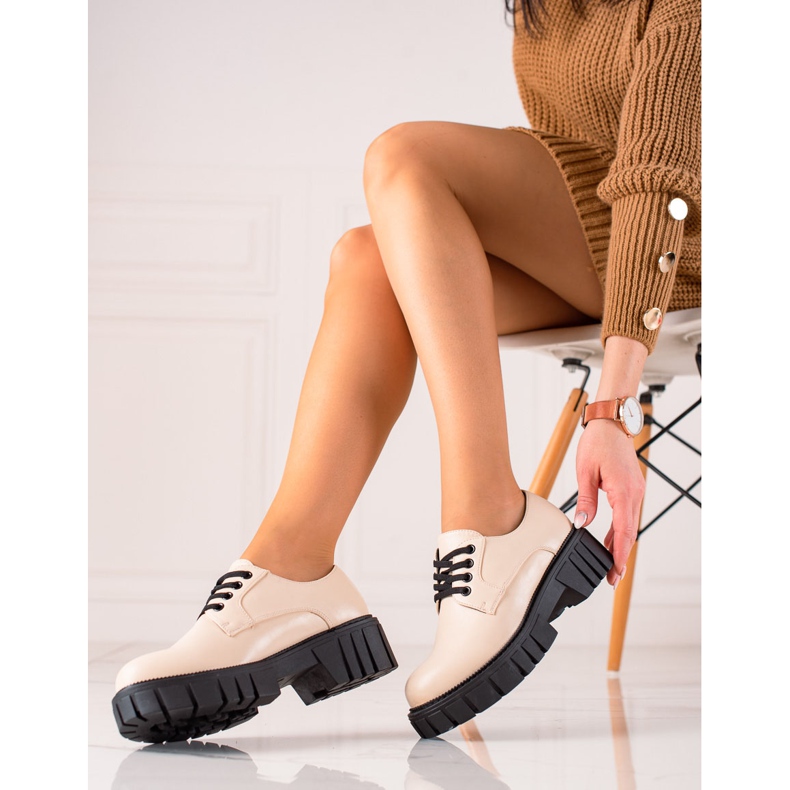 Pantofi bej pe platforma La.Fi 1