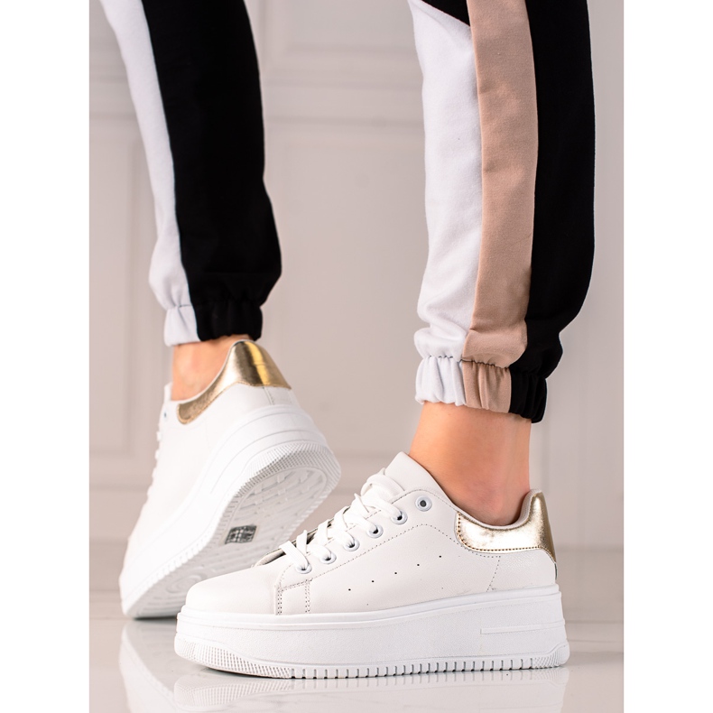 Fashion Adidași la modă pe platformă alb de aur 1