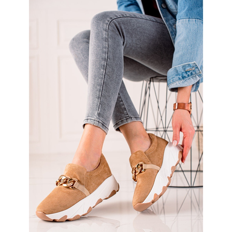 W. Potocki Pantofi Potocki din piele intoarsa bej 1