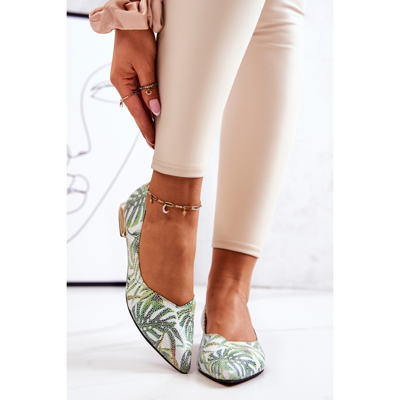 Balerini dama Laura Messi piele verde 2193 multicolor 2