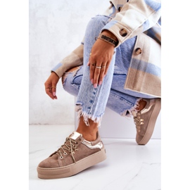 PF1 Pantofi sport din piele pe o platformă bej Mary Ann 2