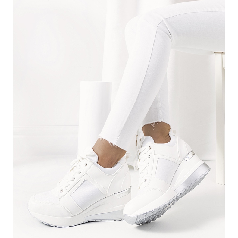 Tenisi albi pe pană Lockett argint 1