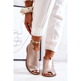 Cizme din piele pe toc Laura Messi Gold 2324 de aur 1