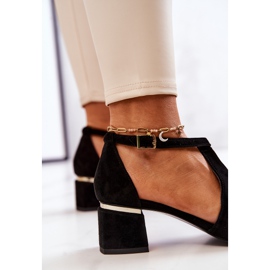 Papuci din piele intoarsa pe toc Laura Messi 2309 Negru 1