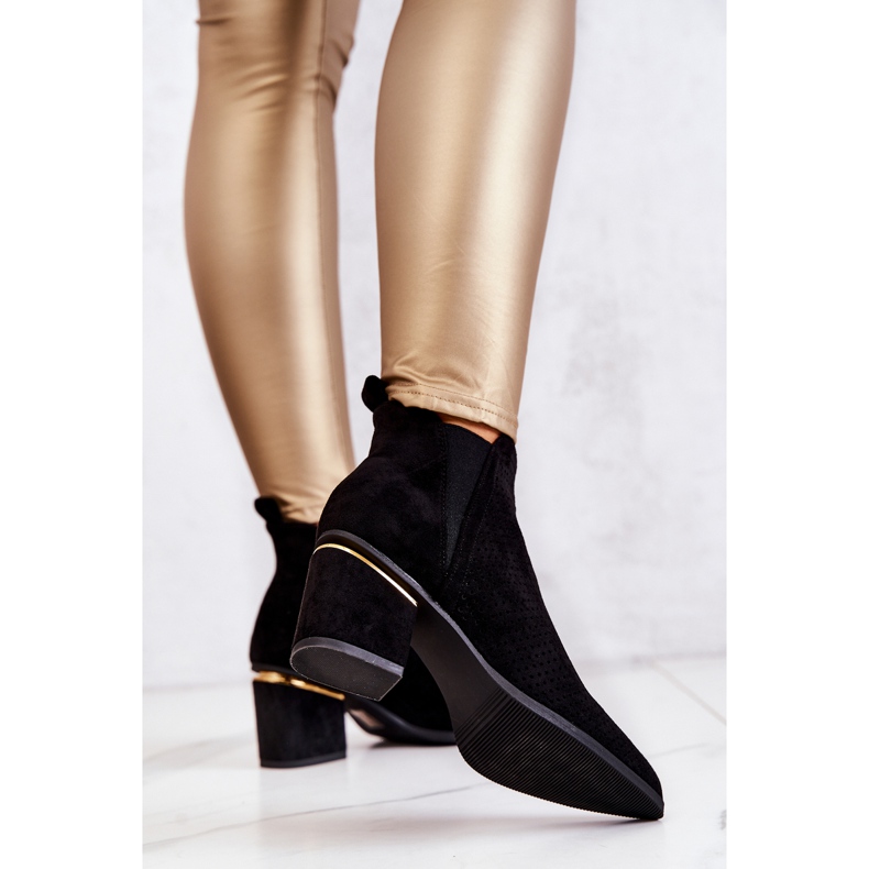 PS1 Cizme de cowboy ajurate Helloni din piele intoarsa neagra negru 1