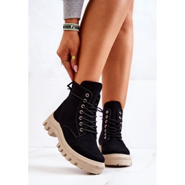 PS1 Cizme din piele intoarsa Legate Black Hurricane negru 2