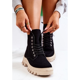 PS1 Cizme din piele intoarsa Legate Black Hurricane negru 1