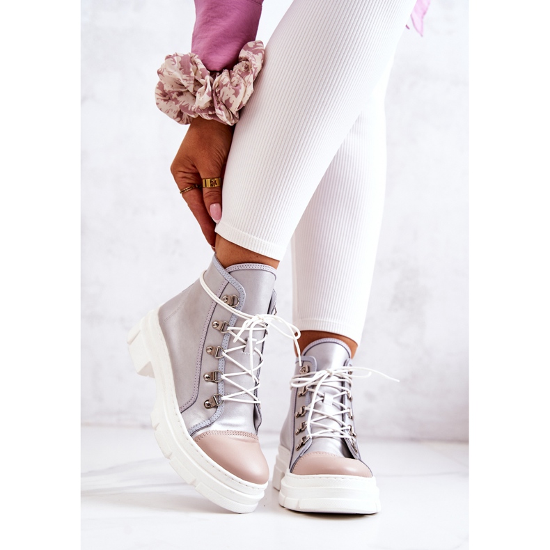 PK1 Cizme Silver Letty din piele bej argint 1