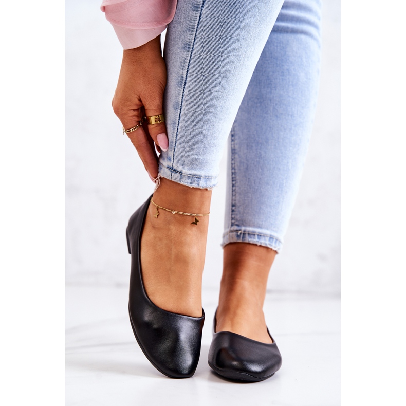 Pantofi de balerini clasici din piele negri negru 2