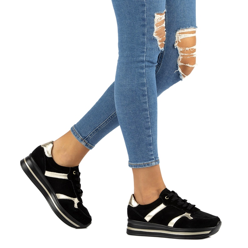 Tenisi din piele intoarsa Filippo DP2004 / 21 negri negru 5