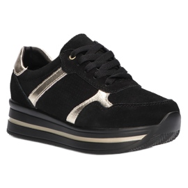 Tenisi din piele intoarsa Filippo DP2004 / 21 negri negru 2